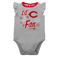 Girls Newborn  Heather Gray Cincinnati s Little Fan Two-Pack Bodysuit Set