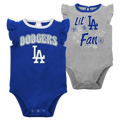Girls Newborn  Heather Gray Los Angeles Dodgers Little Fan Two-Pack Bodysuit Set