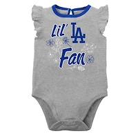 Girls Newborn  Heather Gray Los Angeles Dodgers Little Fan Two-Pack Bodysuit Set