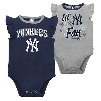 Girls Newborn  Heather Gray New York Yankees Little Fan Two-Pack Bodysuit Set
