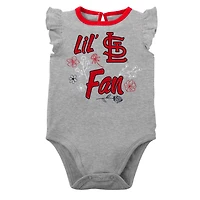 Girls Newborn  Heather Gray St Louis Cardinals Little Fan Two-Pack Bodysuit Set