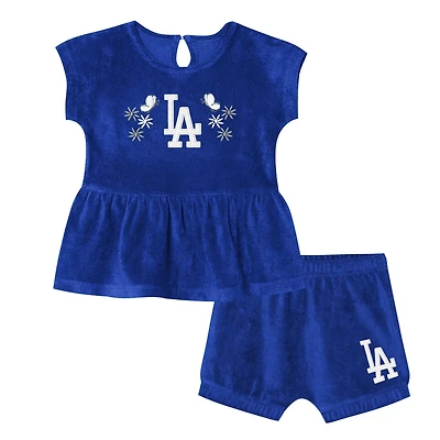Girls Outerstuff Los Angeles Dodgers Hop Base Fashion T-Shirt Shorts Set