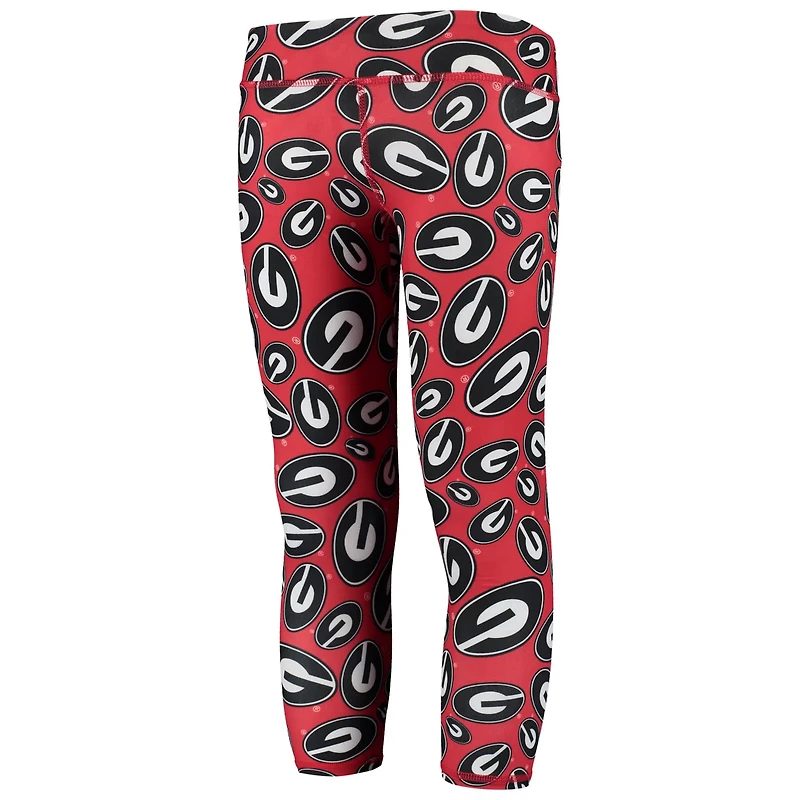 Girls Youth ZooZatz /Black Georgia Bulldogs Stacked Mascot Leggings