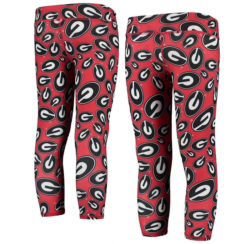 Girls Youth ZooZatz /Black Georgia Bulldogs Stacked Mascot Leggings