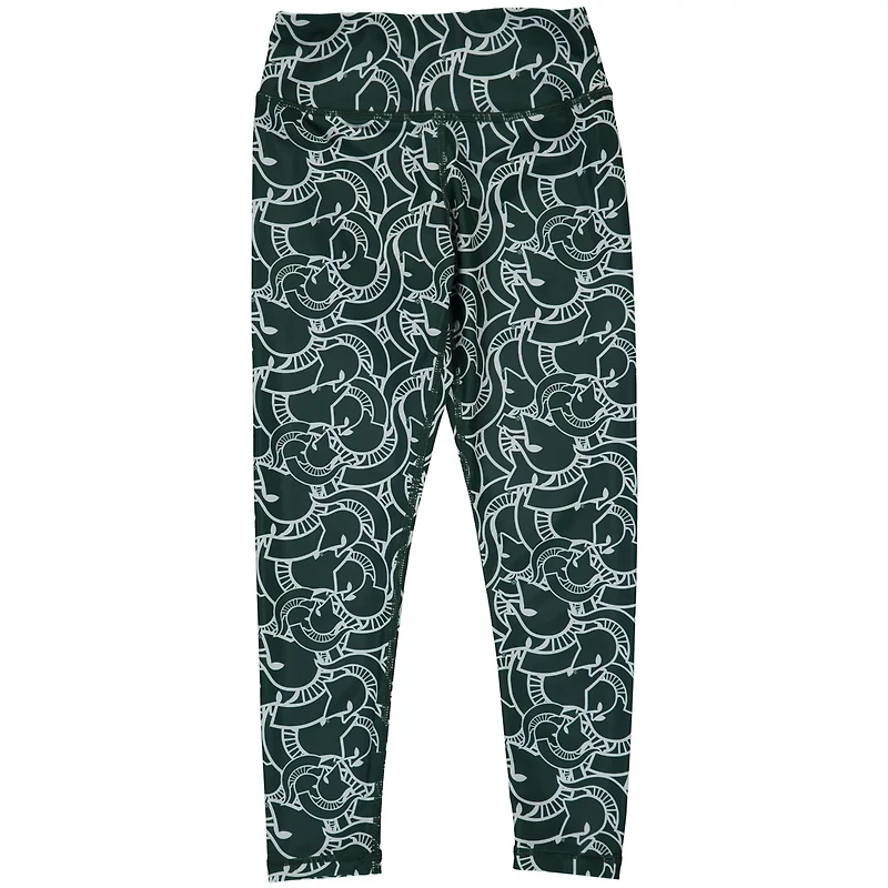 Girls Youth ZooZatz /White Michigan State Spartans Stacked Mascot Leggings
