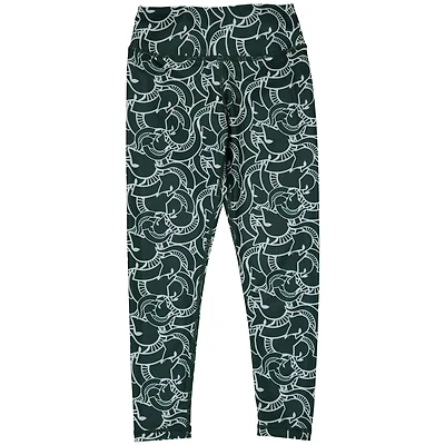 Girls Youth ZooZatz /White Michigan State Spartans Stacked Mascot Leggings