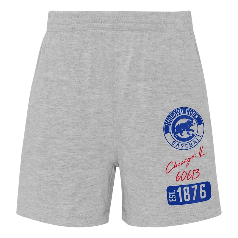 Heather Gray Chicago Cubs Ground Out Baller Raglan T-Shirt and Shorts Set
