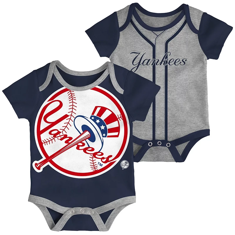 Heathered Gray New York Yankees Double 2-Pack Bodysuit Set