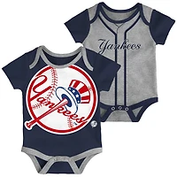 Heathered Gray New York Yankees Double 2-Pack Bodysuit Set