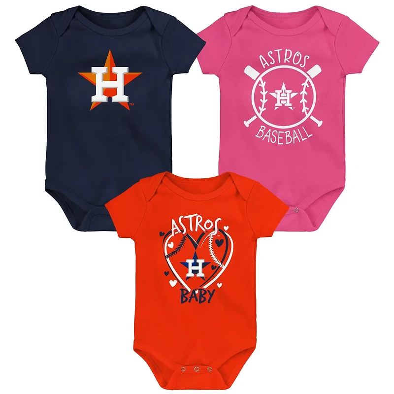 Houston Astros Slide Home Three-Pack Bodysuit Set