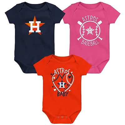 Houston Astros Slide Home Three-Pack Bodysuit Set