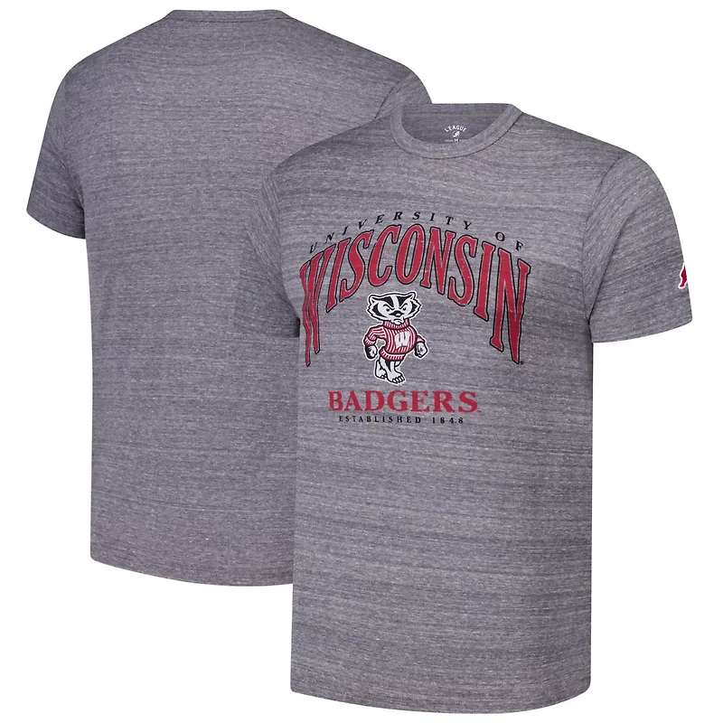 League Collegiate Wear Wisconsin Badgers Tall Arch 20 Victory Falls Tri-Blend T-Shirt