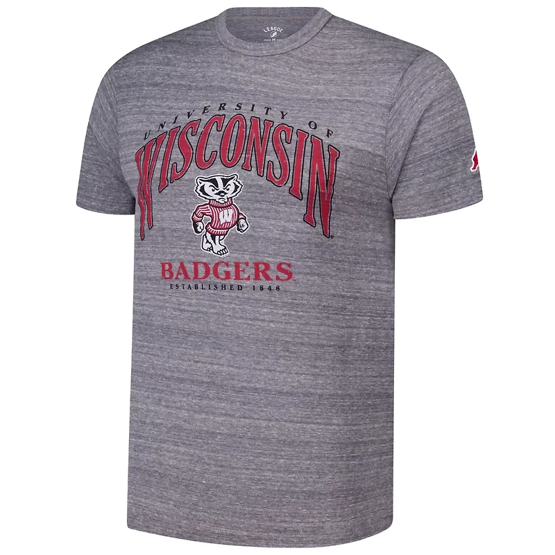 League Collegiate Wear Wisconsin Badgers Tall Arch 20 Victory Falls Tri-Blend T-Shirt