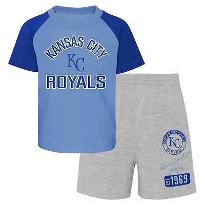 Light Heather Gray Kansas City Royals Ground Out Baller Raglan T-Shirt and Shorts Set