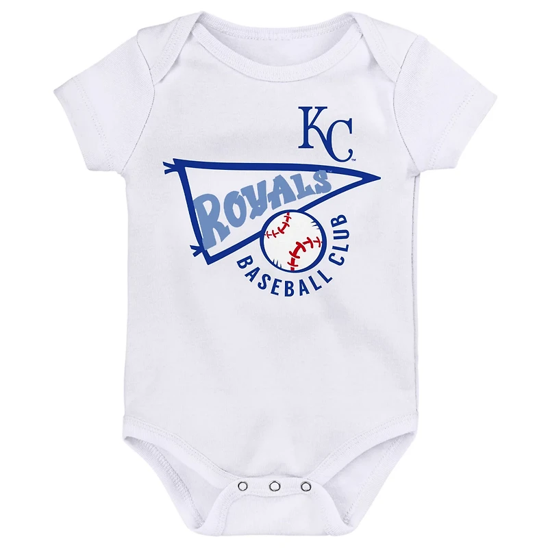 Light White Heather Gray Kansas City Royals Biggest Little Fan 3-Pack Bodysuit Set