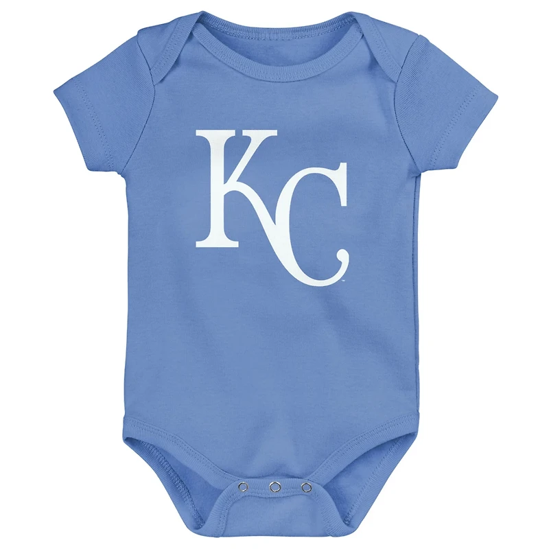 Light White Heather Gray Kansas City Royals Biggest Little Fan 3-Pack Bodysuit Set