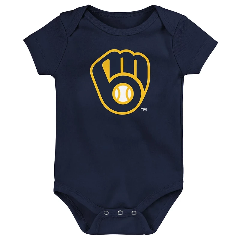 Milwaukee Brewers Slide Home Three-Pack Bodysuit Set