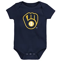 Milwaukee Brewers Slide Home Three-Pack Bodysuit Set