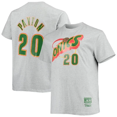 Mitchell  Ness Gary Payton Heathered Gray Seattle SuperSonics Big Tall Hardwood Classics Name Number T-Shirt