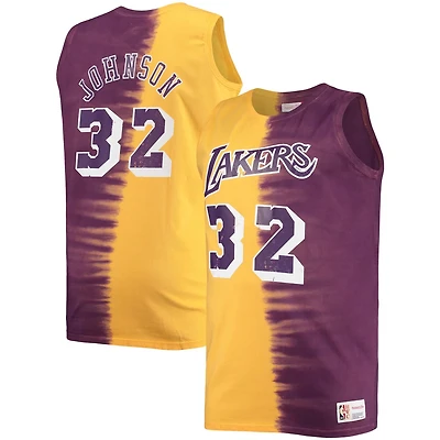 Mitchell  Ness Magic Johnson Gold Los Angeles Lakers Big Tall Profile Tie-Dye Player Tank Top
