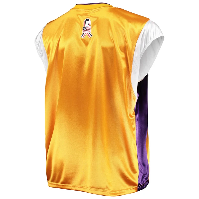 Mitchell  Ness Purple Los Angeles Lakers Hardwood Classics Big Tall On-Court Shooting V-Neck Shirt