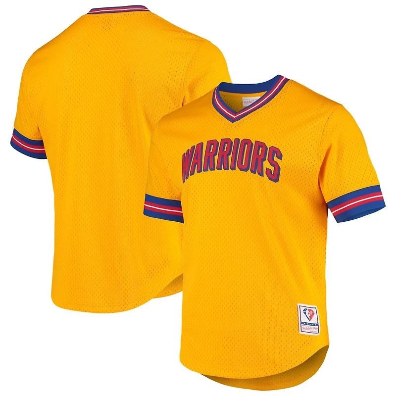Mitchell  Ness San Francisco Warriors Hardwood Classics 75th Anniversary Mesh V-Neck T-Shirt