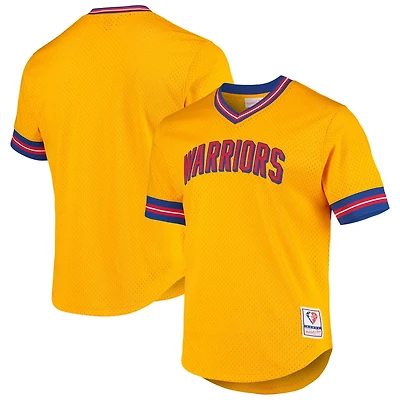 Mitchell  Ness San Francisco Warriors Hardwood Classics 75th Anniversary Mesh V-Neck T-Shirt