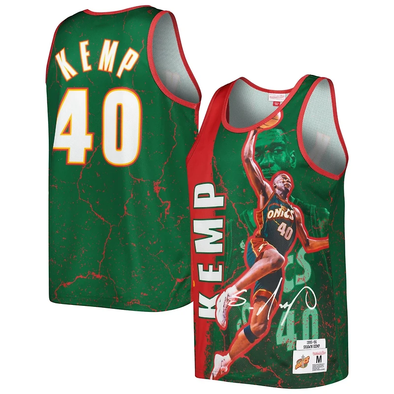 Mitchell Ness Shawn Kemp Seattle SuperSonics 1995-96 Hardwood Classics Player Burst Tank Top