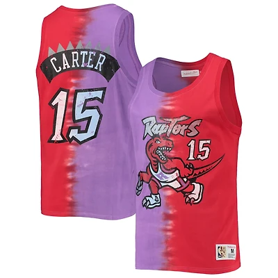 Mitchell Ness Vince Carter Red Toronto Raptors Hardwood Classics Tie-Dye Name Number Tank Top