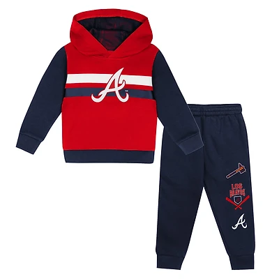 Navy Atlanta Braves Wind Up Pullover Hoodie and Sweatpants Set