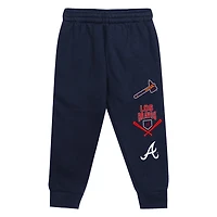 Navy Atlanta Braves Wind Up Pullover Hoodie and Sweatpants Set