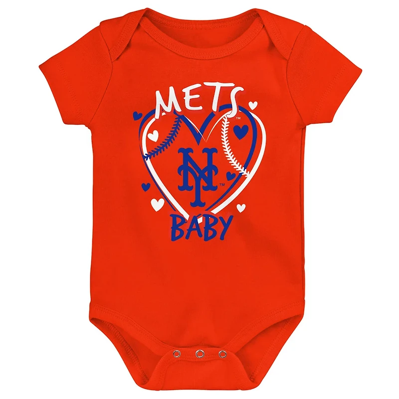 New York Mets Slide Home Three-Pack Bodysuit Set