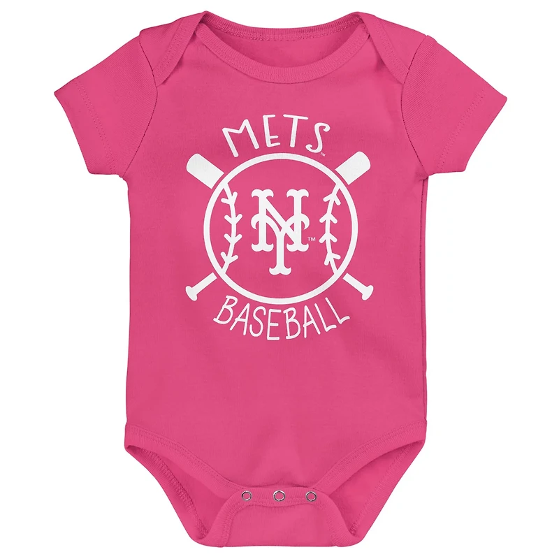 New York Mets Slide Home Three-Pack Bodysuit Set