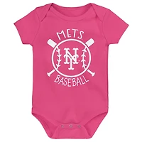 New York Mets Slide Home Three-Pack Bodysuit Set