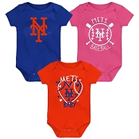 New York Mets Slide Home Three-Pack Bodysuit Set