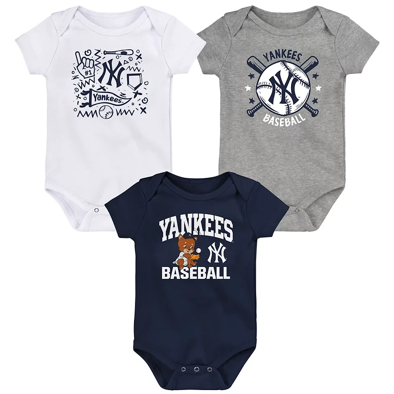 New York Yankees Batter Up 3-Pack Bodysuit Set