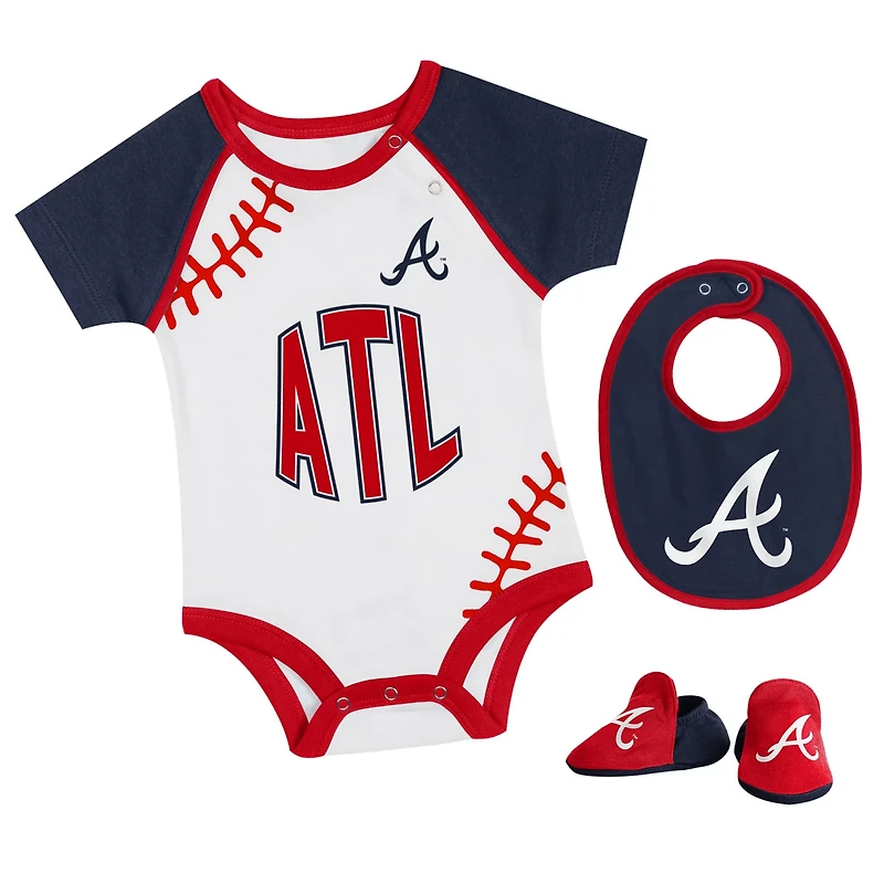 Newborn  Atlanta Braves Tied Up Bodysuit Bib  Bootie Set