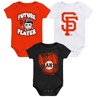 Newborn  Black White San Francisco Giants Minor League Player Three-Pack Bodysuit Set