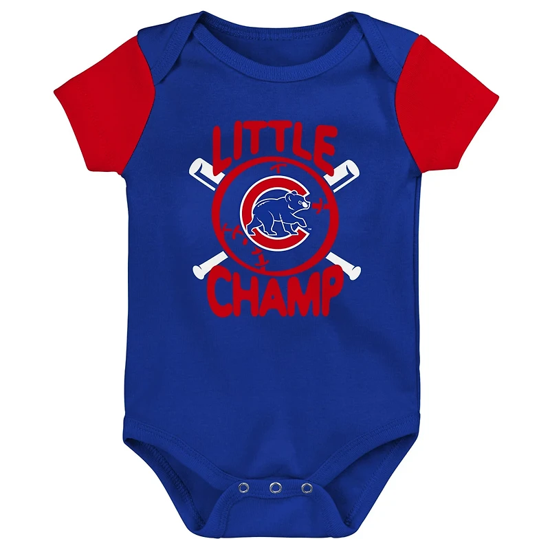 Newborn Chicago Cubs Little Champ Three-Pack Bodysuit Bib Booties Set