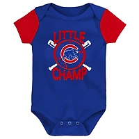 Newborn  Chicago Cubs Little Champ Three-Pack Bodysuit Bib Booties Set