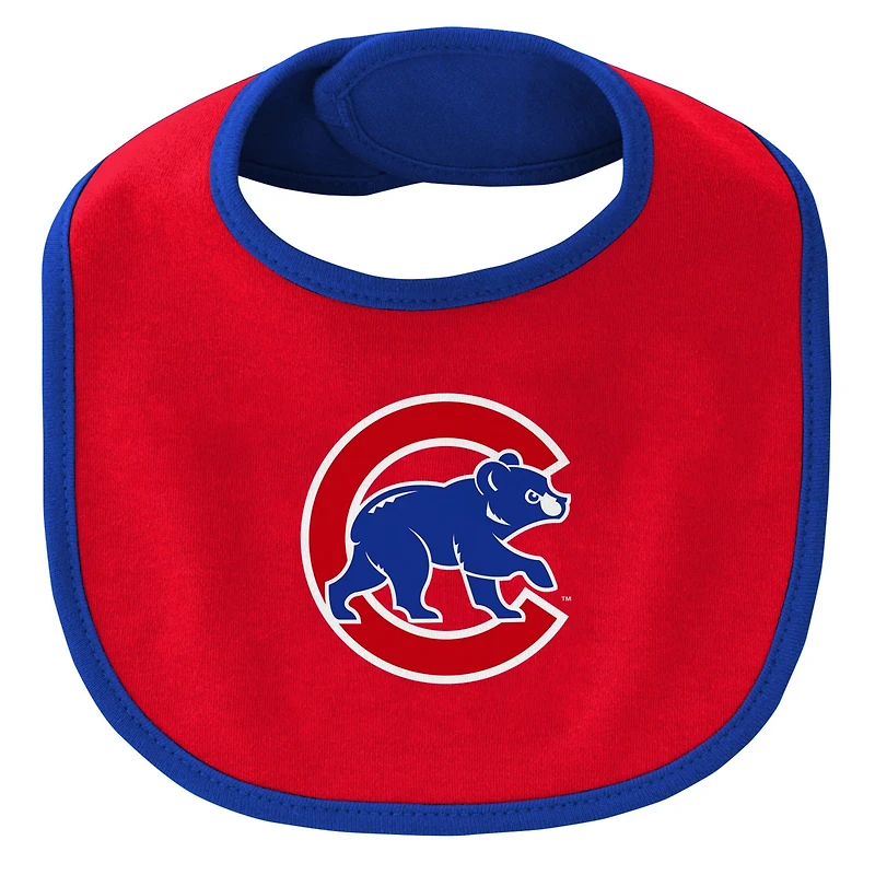 Newborn Chicago Cubs Little Champ Three-Pack Bodysuit Bib Booties Set
