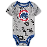 Newborn Chicago Cubs Red Heathered Gray Game Time Three-Piece Bodysuit Set
