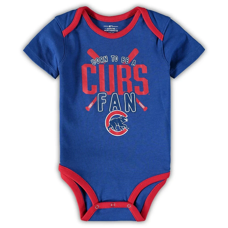 Newborn Chicago Cubs Red Heathered Gray Game Time Three-Piece Bodysuit Set