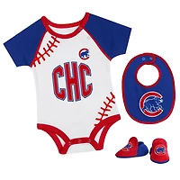 Newborn  Chicago Cubs Tied Up Bodysuit Bib Bootie Set