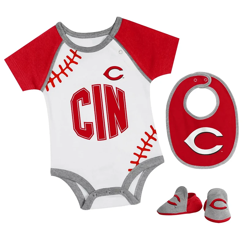Newborn  Cincinnati Reds Tied Up Bodysuit Bib Bootie Set