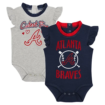 Newborn  Fanatics Gray Atlanta Braves Two-Pack Fan Bodysuit Set