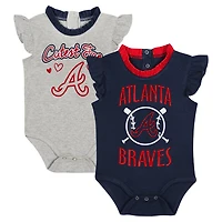 Newborn  Fanatics Gray Atlanta Braves Two-Pack Fan Bodysuit Set