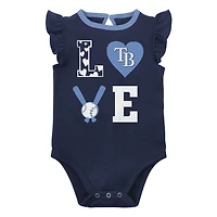 Newborn  Light Blue Tampa Bay Rays Three-Piece Love of Baseball Bib Bodysuit Booties Set