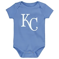 Newborn  Light White Heather Gray Kansas City Royals Biggest Little Fan 3-Pack Bodysuit Set
