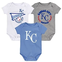 Newborn  Light White Heather Gray Kansas City Royals Biggest Little Fan 3-Pack Bodysuit Set